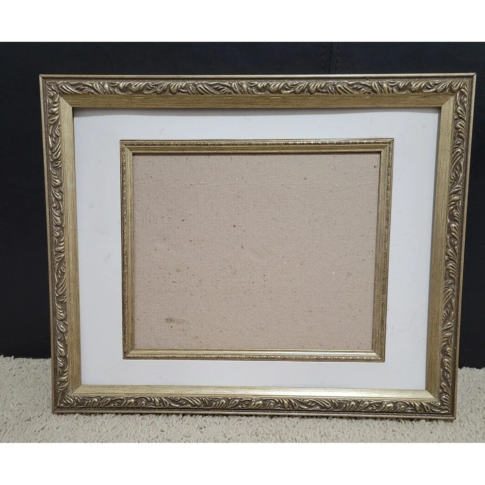Vintage Ornate Gold Tone Double Border Picture Frame 15.25 x 12.75 No Glass